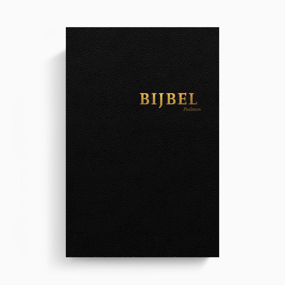 Omslag van Bijbel (HSV) met Psalmen - Zwart Leer Luxe 12x18cm
